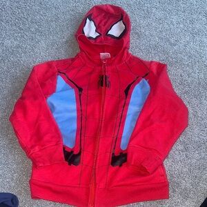 Spider-Themed Red and Blue Kids Costume Hoodie